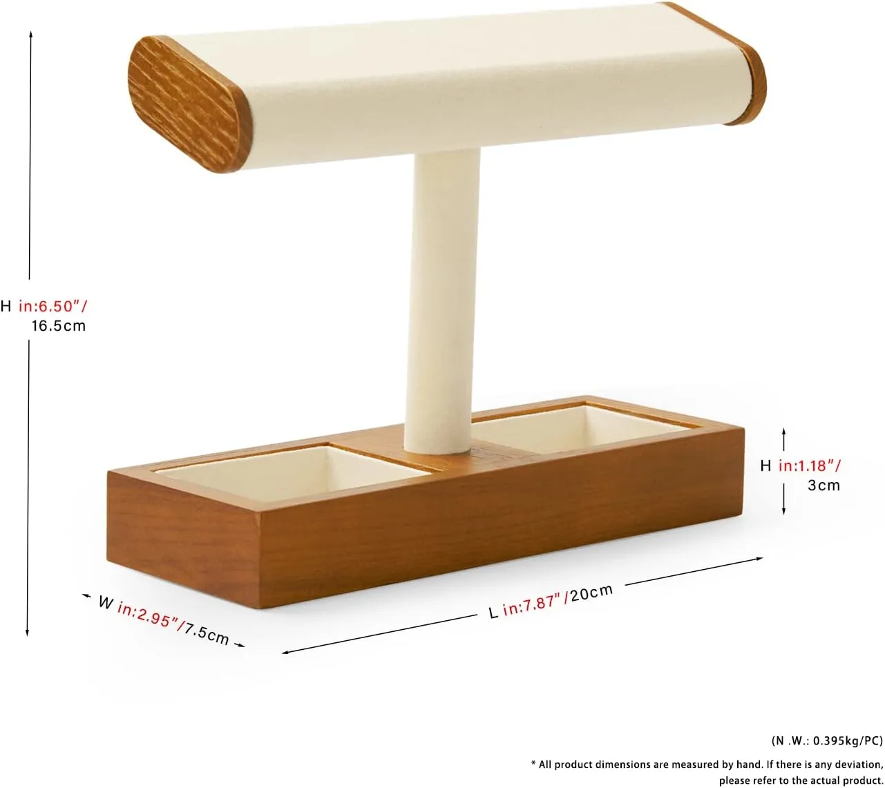 Solid Wood Watch Display Stand T-bar Watch Holder Organizer Stand For Men And Women (Cream White)