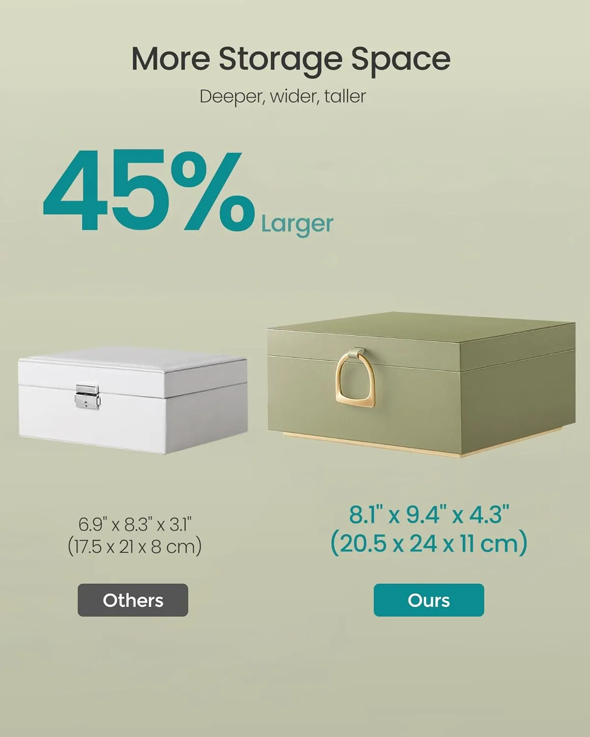 SONGMICS 2-Layer Jewelry Box, Jewelry Organizer with Handle, Removable Jewelry Tray, Jewelry Storage, Floating Effect, 8.1 x 9.4 x 4.3 Inches, Gift Idea, Laurel Green UJBC165C02