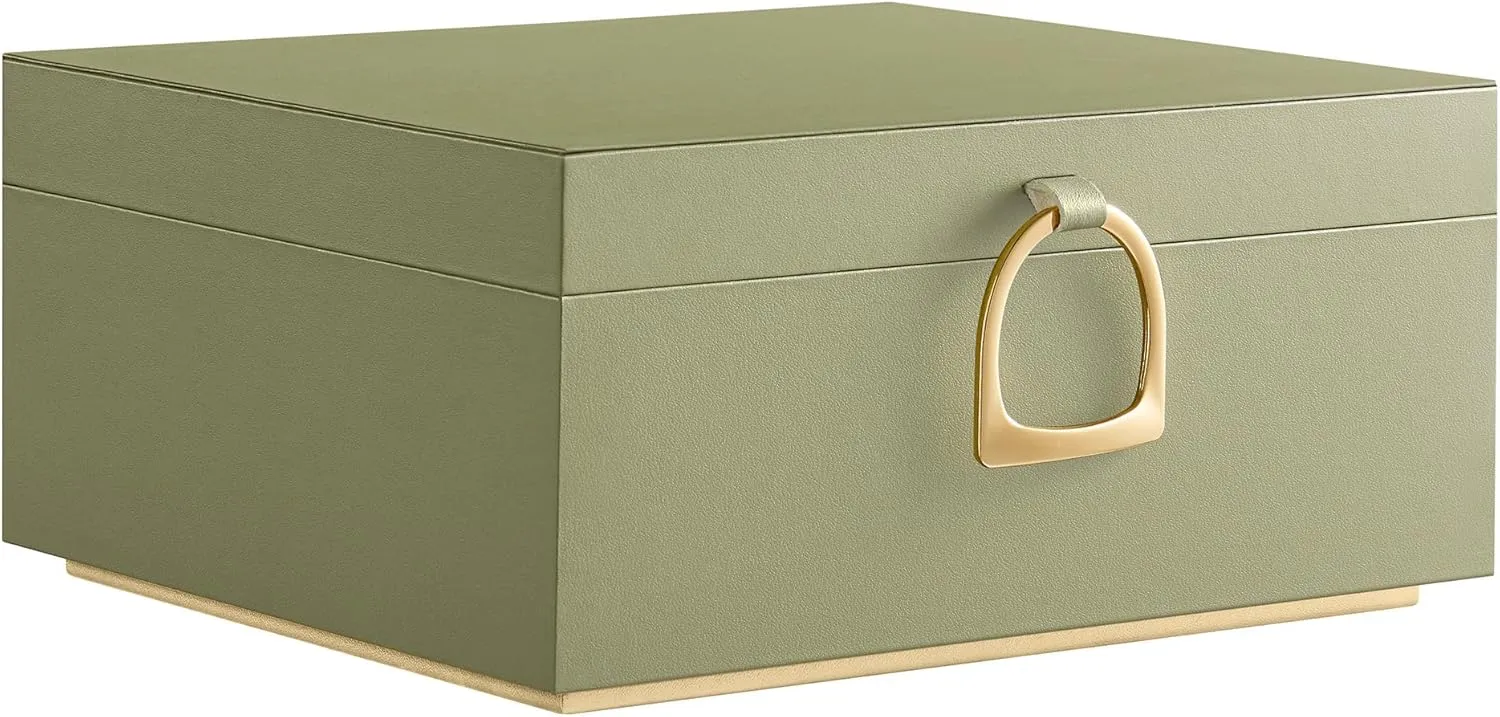 SONGMICS 2-Layer Jewelry Box, Jewelry Organizer with Handle, Removable Jewelry Tray, Jewelry Storage, Floating Effect, 8.1 x 9.4 x 4.3 Inches, Gift Idea, Laurel Green UJBC165C02