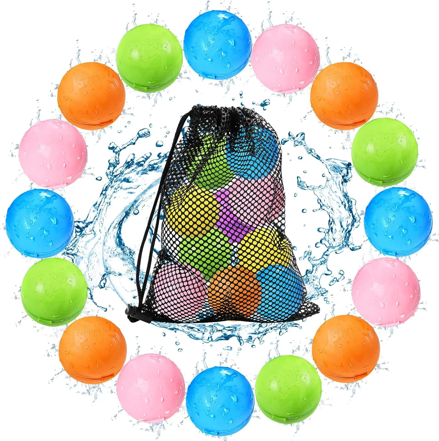 SOPPYCID Reusable Water Bomb balloons, Summer Toy Water Toy for Boys and Girls, Pool Beach Toys for Kids ages 3-12, Outdoor Activities Water Games Toys Self Sealing Water Splash Ball for Fun(16Pack)
