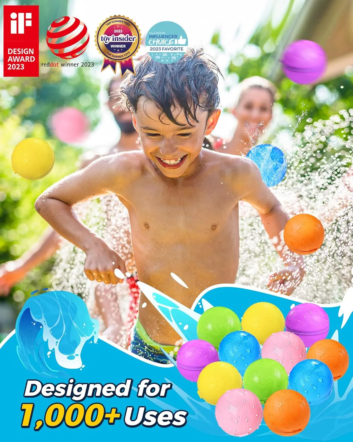 SOPPYCID Reusable Water Bomb balloons, Summer Toy Water Toy for Boys and Girls, Pool Beach Toys for Kids ages 3-12, Outdoor Activities Water Games Toys Self Sealing Water Splash Ball for Fun(16Pack)