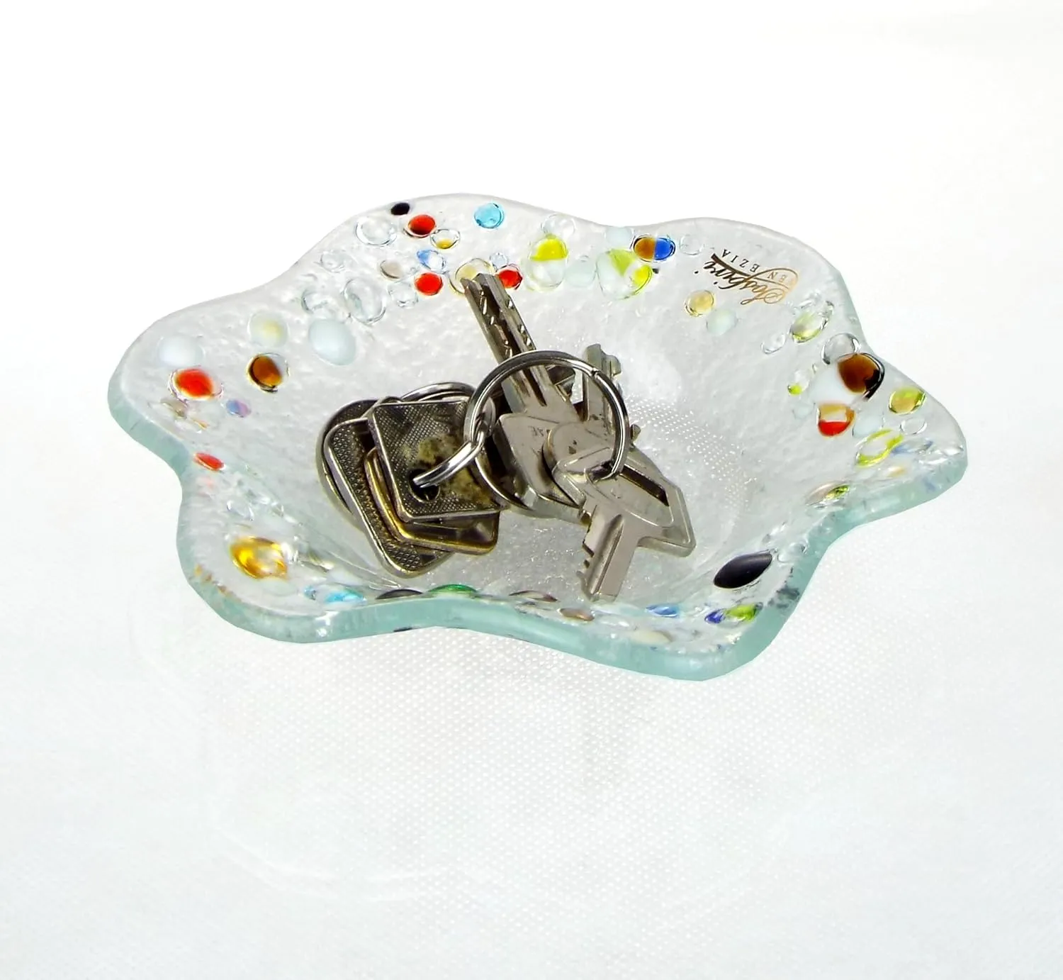 Sospiri Venezia - Jewelry Dish Tray, Ring Dish, Murano Glass Trinket Tray, Key Bowl, Decorative Plate, for Friends Sisters Daughter Mother (5"x5" Round)