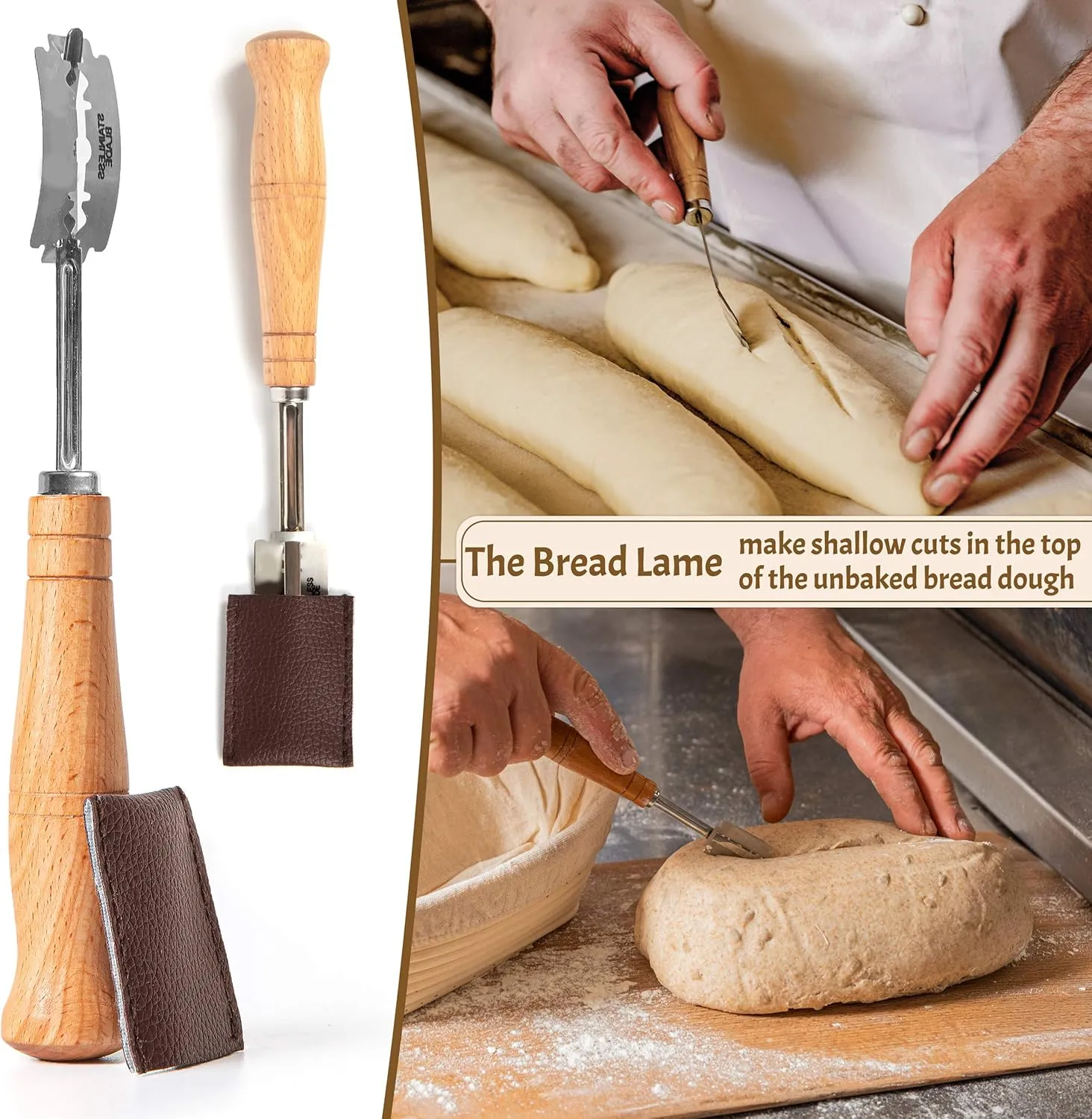 Sourdough Bread Baking Supplies Starter Kit, Banneton Proofing Basket Oval 10" Set of 2, Basket Gift Set