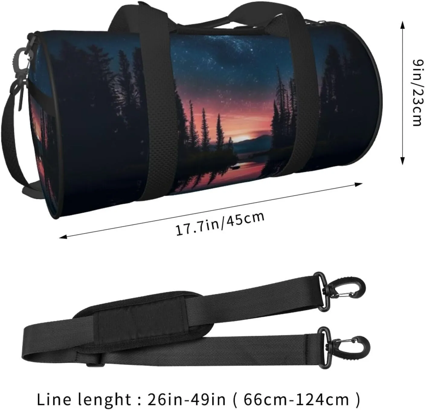 Space Lake Reflection Trees Travel Duffle Bag for Men Women Sport Gym Bag Foldable Weekender Bag Carry on Overnight Bag for Travel Swimming Basketball