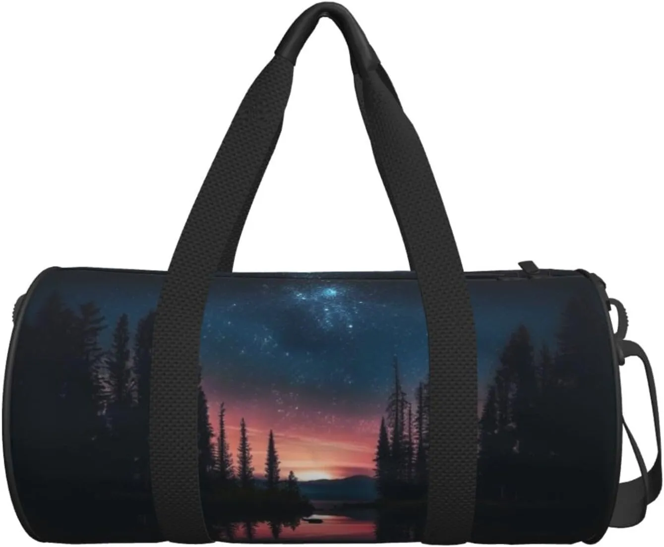 Space Lake Reflection Trees Travel Duffle Bag for Men Women Sport Gym Bag Foldable Weekender Bag Carry on Overnight Bag for Travel Swimming Basketball