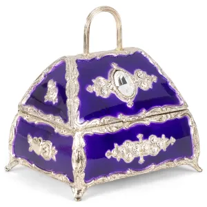 Splendid Purple Handbag Shaped Music Box/Jewelry Box Adorned with Swarovski Crystal Components Playing Unforgettable a