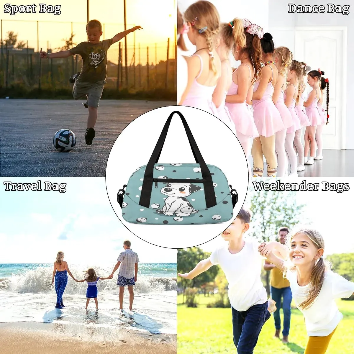 Sport Duffel Bag Adorable Dog Kids Gym Bag Weekender Overnight Bags for Boys Girls Teens Carry On Workout Travel Bag