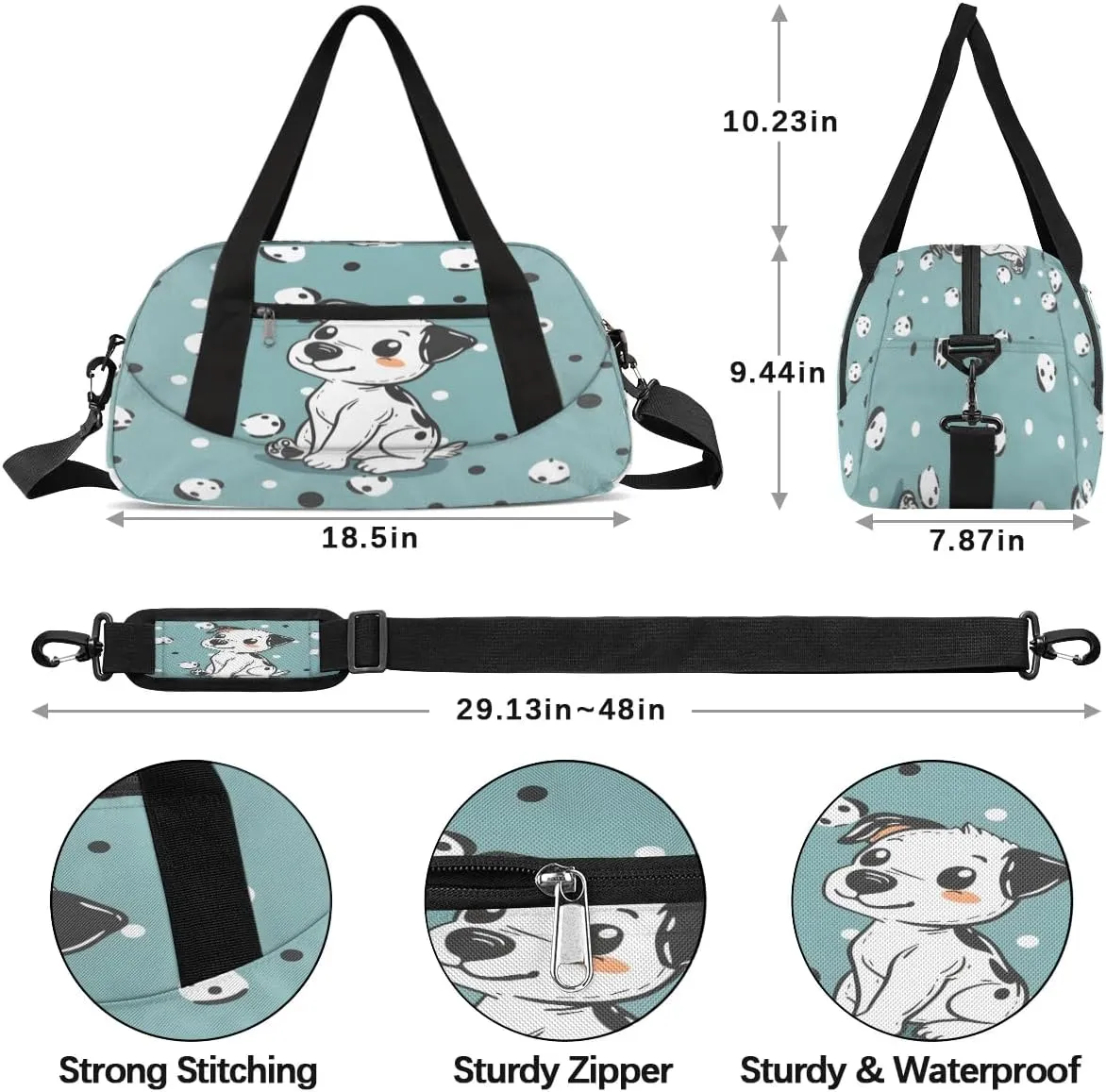 Sport Duffel Bag Adorable Dog Kids Gym Bag Weekender Overnight Bags for Boys Girls Teens Carry On Workout Travel Bag
