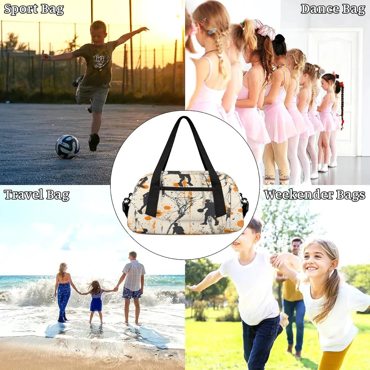 Sport Duffel Bag Basketball Themed Kids Gym Bag Weekender Overnight Bags for Boys Girls Teens Carry On Workout Travel Bag