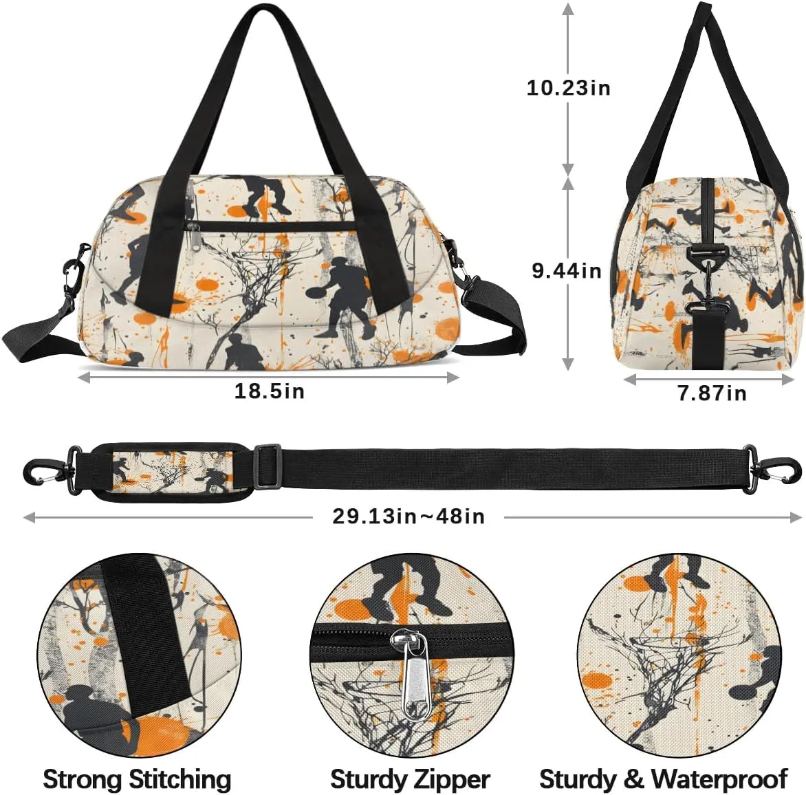 Sport Duffel Bag Basketball Themed Kids Gym Bag Weekender Overnight Bags for Boys Girls Teens Carry On Workout Travel Bag