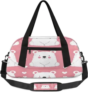 Sport Duffel Bag Bear Love Heart Kids Gym Bag Weekender Overnight Bags for Boys Girls Teens Carry On Workout Travel Bag
