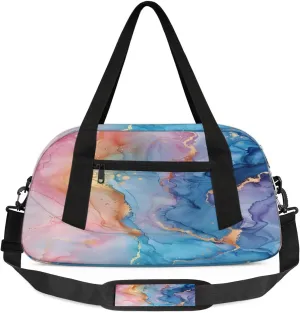 Sport Duffel Bag Beautiful Marble Design Kids Gym Bag Weekender Overnight Bags for Boys Girls Teens Carry On Workout Travel Bag