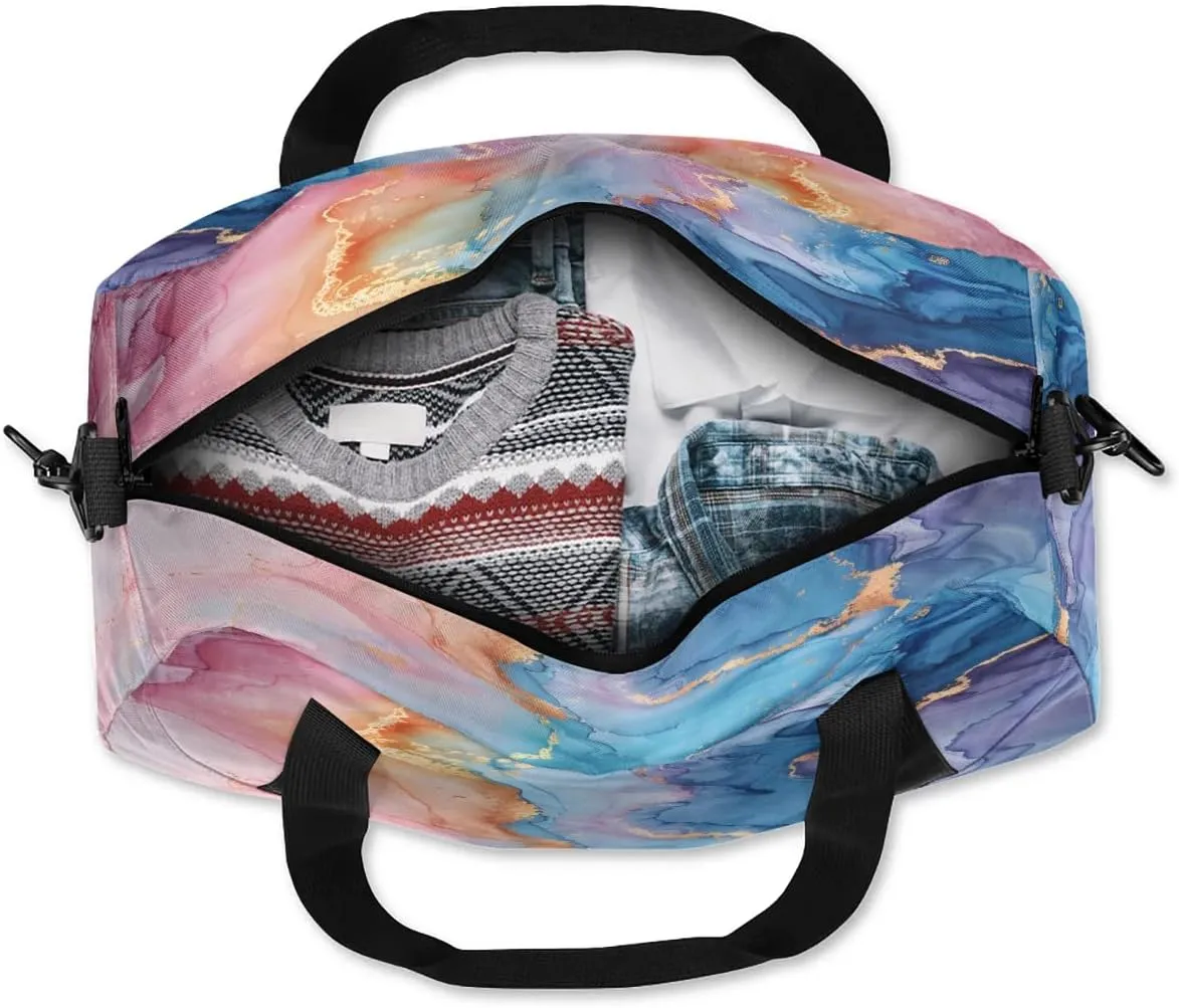 Sport Duffel Bag Beautiful Marble Design Kids Gym Bag Weekender Overnight Bags for Boys Girls Teens Carry On Workout Travel Bag
