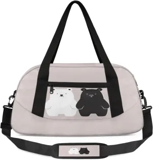 Sport Duffel Bag Cartoon Bear Print Kids Gym Bag Weekender Overnight Bags for Boys Girls Teens Carry On Workout Travel Bag
