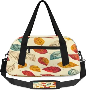 Sport Duffel Bag Cartoon Leaves Kids Gym Bag Weekender Overnight Bags for Boys Girls Teens Carry On Workout Travel Bag