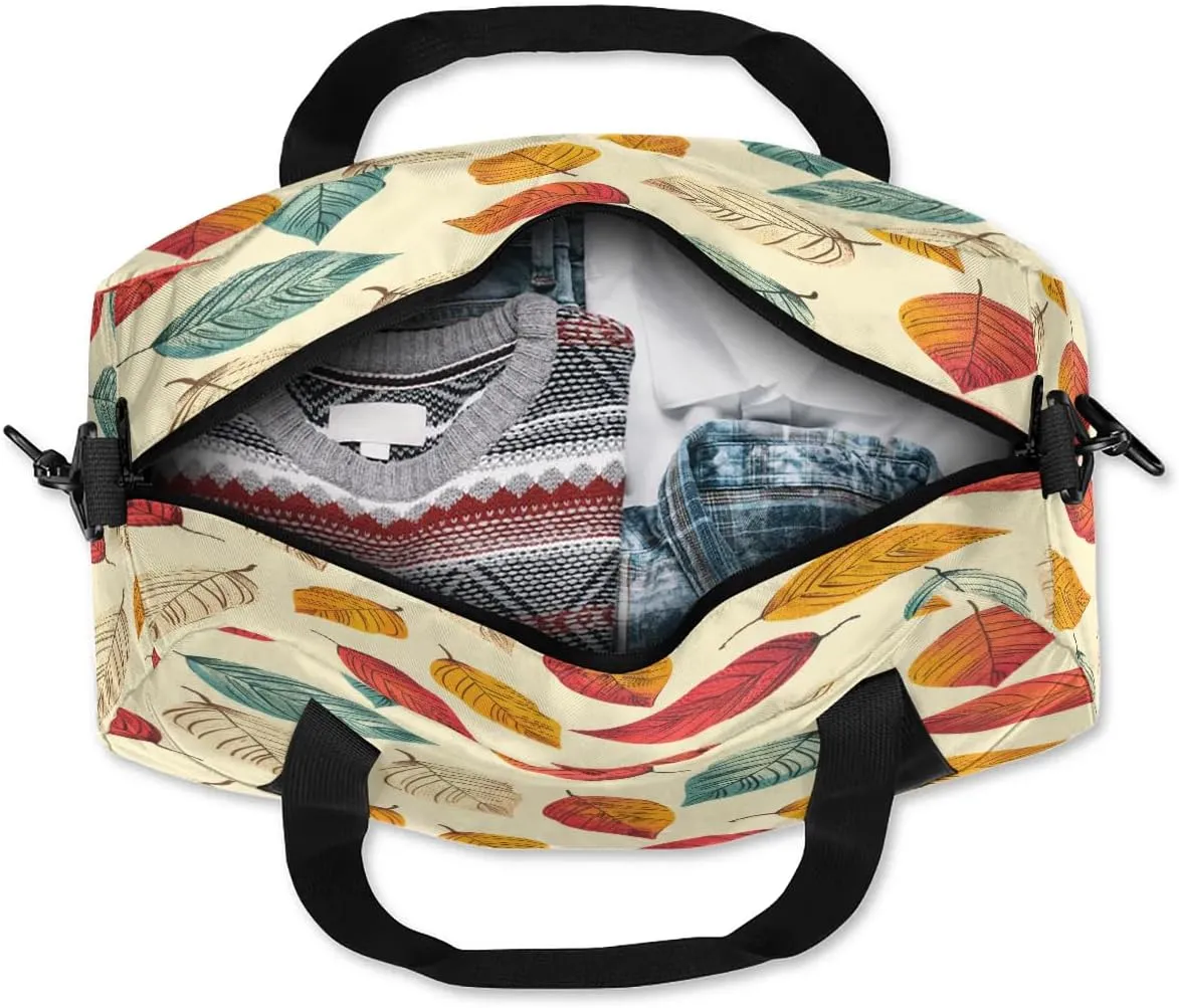 Sport Duffel Bag Cartoon Leaves Kids Gym Bag Weekender Overnight Bags for Boys Girls Teens Carry On Workout Travel Bag