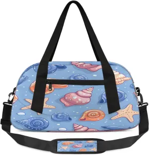 Sport Duffel Bag Cute Starfish Conch Kids Gym Bag Weekender Overnight Bags for Boys Girls Teens Carry On Workout Travel Bag