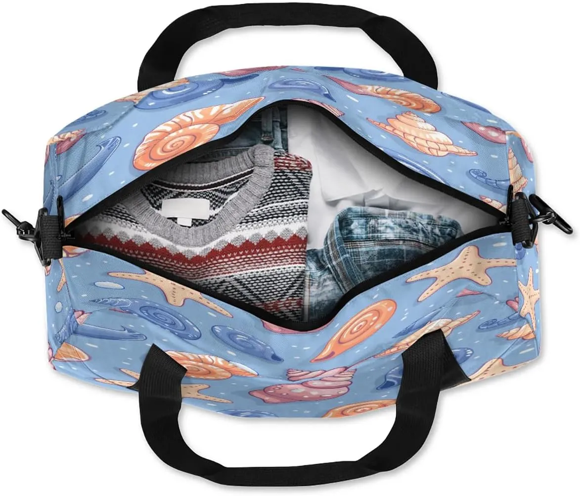 Sport Duffel Bag Cute Starfish Conch Kids Gym Bag Weekender Overnight Bags for Boys Girls Teens Carry On Workout Travel Bag