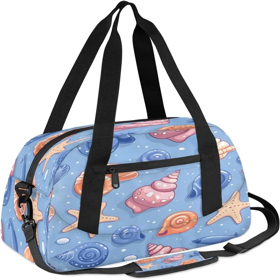 Sport Duffel Bag Cute Starfish Conch Kids Gym Bag Weekender Overnight Bags for Boys Girls Teens Carry On Workout Travel Bag