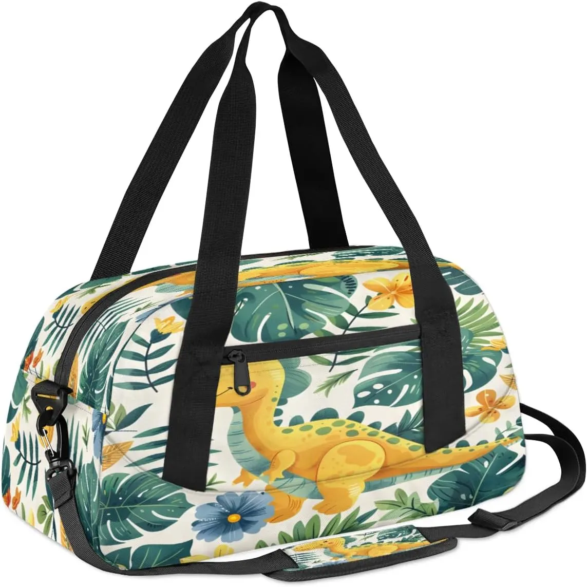 Sport Duffel Bag Dinosaur Palm Leaves Kids Gym Bag Weekender Overnight Bags for Boys Girls Teens Carry On Workout Travel Bag