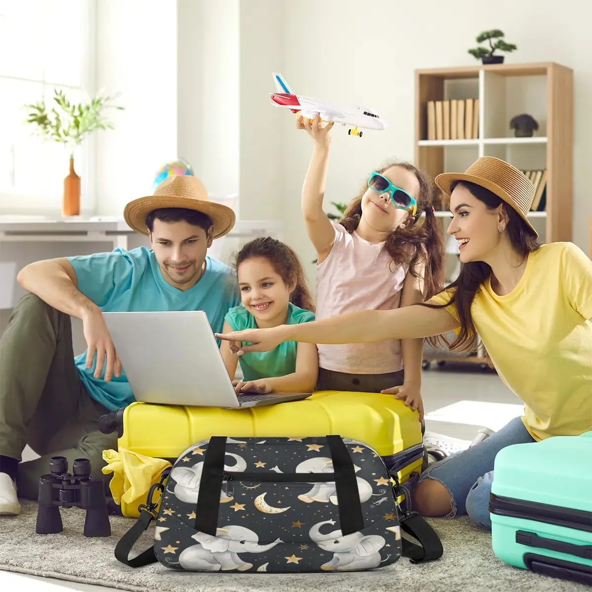 Sport Duffel Bag Elephant Star Moon Kids Gym Bag Weekender Overnight Bags for Boys Girls Teens Carry On Workout Travel Bag