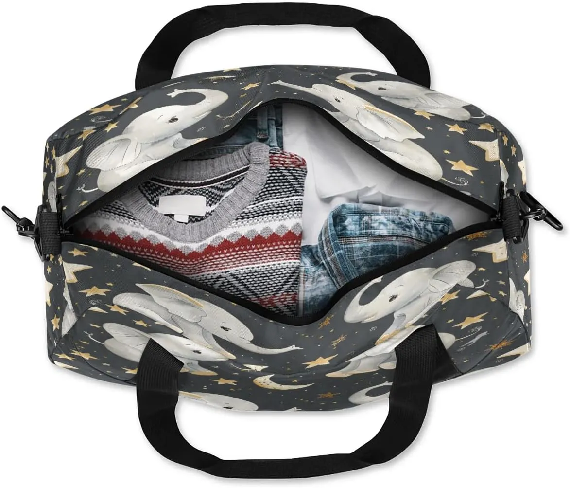 Sport Duffel Bag Elephant Star Moon Kids Gym Bag Weekender Overnight Bags for Boys Girls Teens Carry On Workout Travel Bag