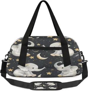 Sport Duffel Bag Elephant Star Moon Kids Gym Bag Weekender Overnight Bags for Boys Girls Teens Carry On Workout Travel Bag