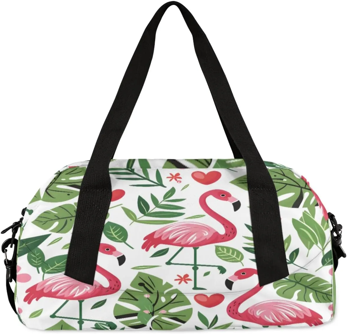 Sport Duffel Bag Flamingo Fern Leaf Kids Gym Bag Weekender Overnight Bags for Boys Girls Teens Carry On Workout Travel Bag