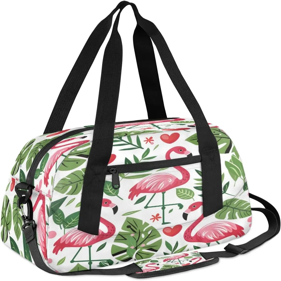 Sport Duffel Bag Flamingo Fern Leaf Kids Gym Bag Weekender Overnight Bags for Boys Girls Teens Carry On Workout Travel Bag