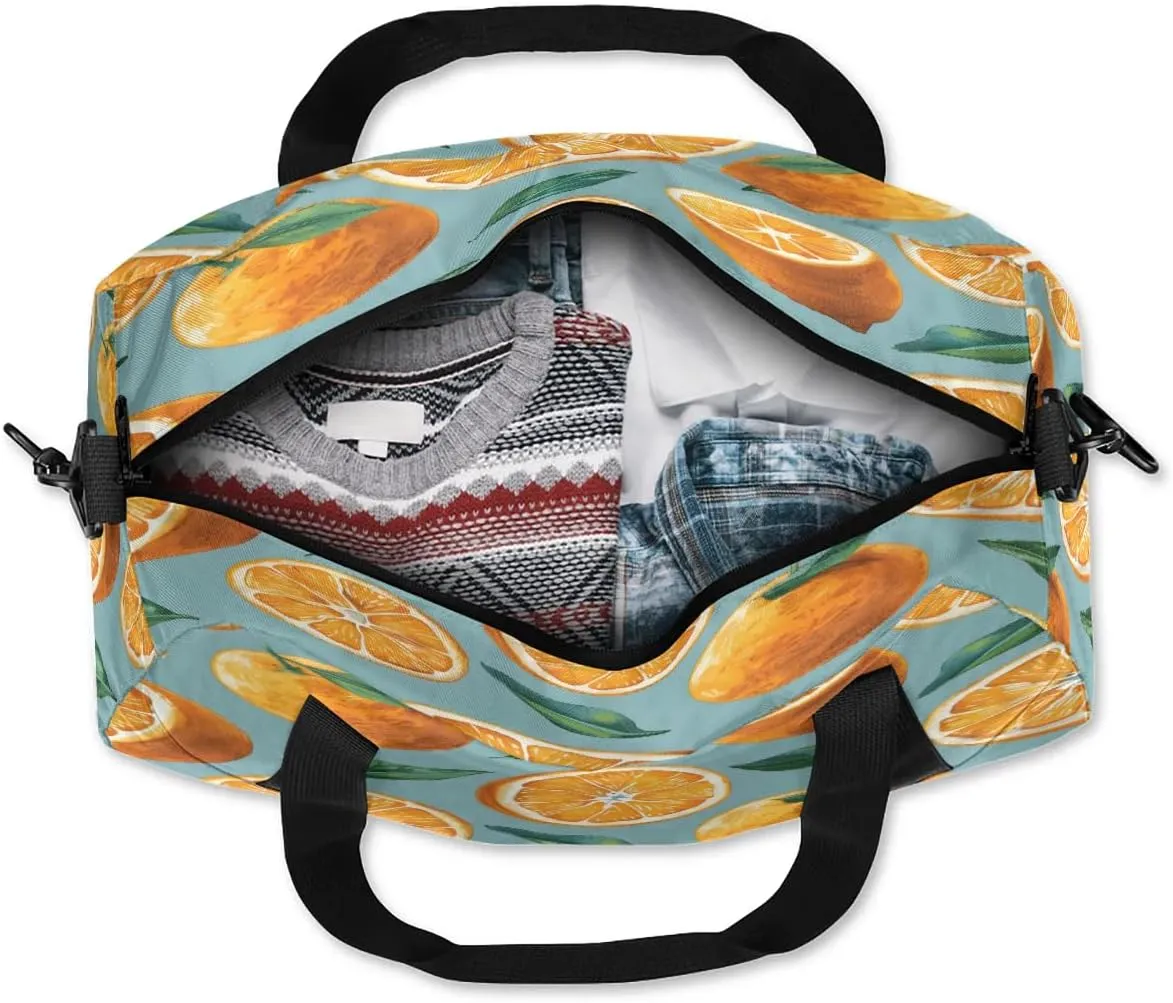 Sport Duffel Bag Fruit Orange Kids Gym Bag Weekender Overnight Bags for Boys Girls Teens Carry On Workout Travel Bag
