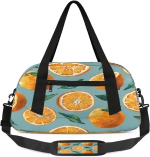 Sport Duffel Bag Fruit Orange Kids Gym Bag Weekender Overnight Bags for Boys Girls Teens Carry On Workout Travel Bag