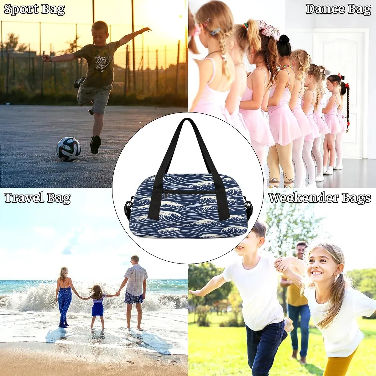Sport Duffel Bag Seawater Print Kids Gym Bag Weekender Overnight Bags for Boys Girls Teens Carry On Workout Travel Bag