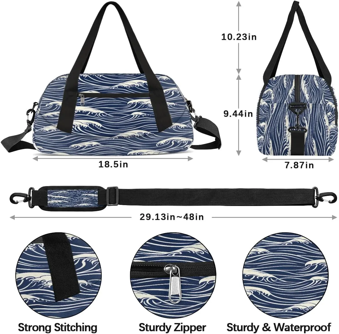 Sport Duffel Bag Seawater Print Kids Gym Bag Weekender Overnight Bags for Boys Girls Teens Carry On Workout Travel Bag
