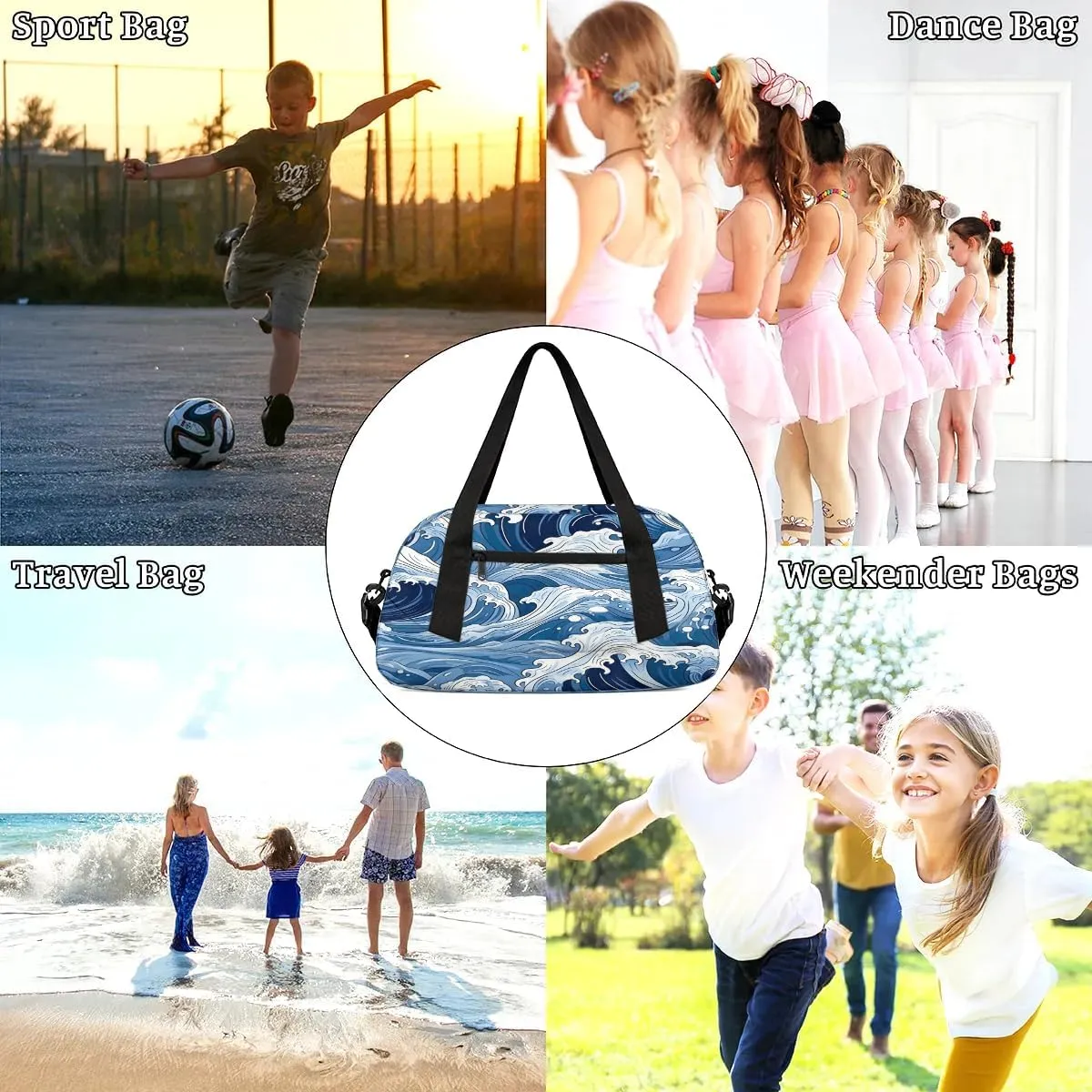 Sport Duffel Bag Seawater Theme Kids Gym Bag Weekender Overnight Bags for Boys Girls Teens Carry On Workout Travel Bag
