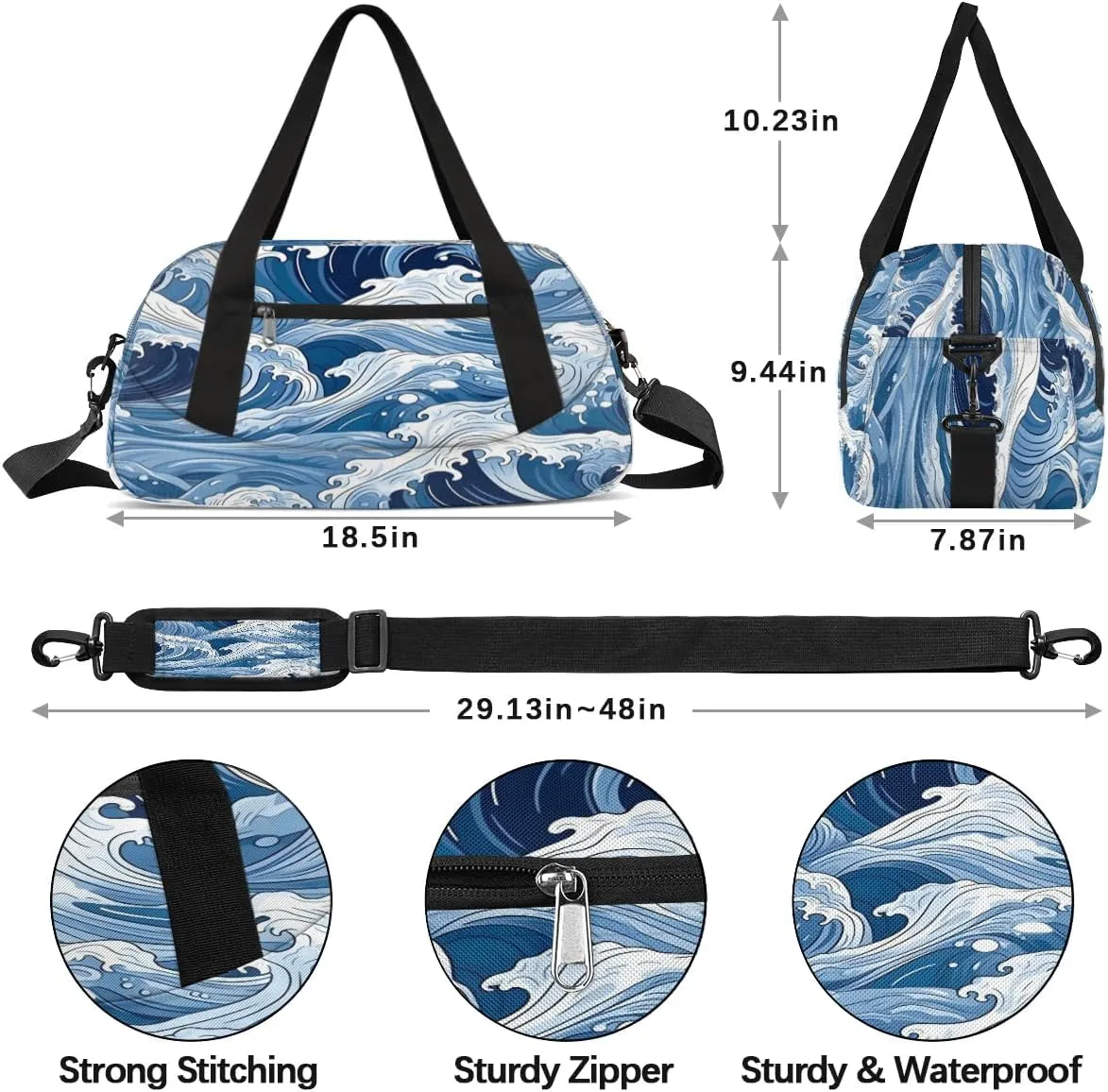 Sport Duffel Bag Seawater Theme Kids Gym Bag Weekender Overnight Bags for Boys Girls Teens Carry On Workout Travel Bag