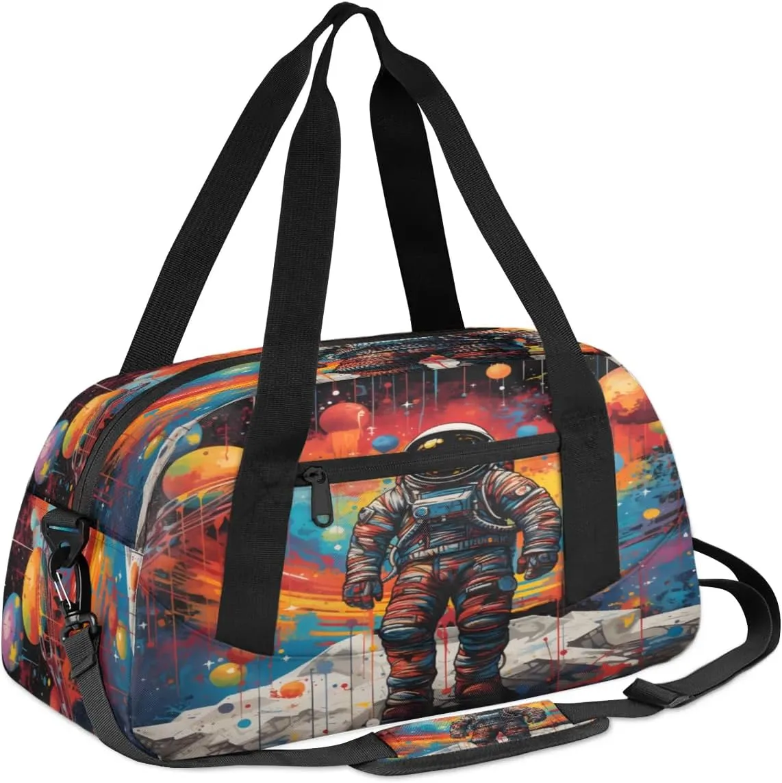 Sport Duffel Bag Watercolor Astronaut Kids Gym Bag Weekender Overnight Bags for Boys Girls Teens Carry On Workout Travel Bag