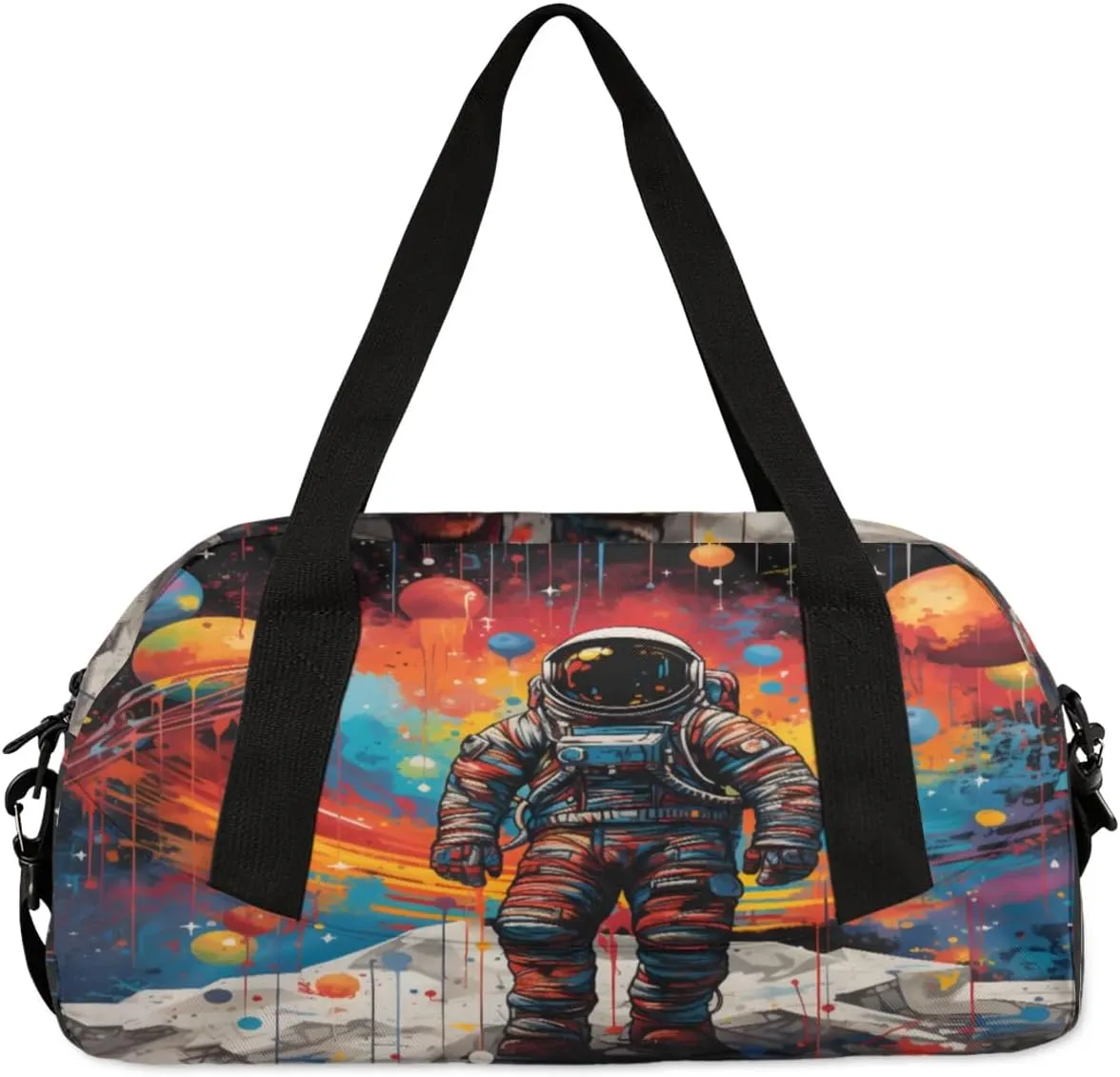 Sport Duffel Bag Watercolor Astronaut Kids Gym Bag Weekender Overnight Bags for Boys Girls Teens Carry On Workout Travel Bag