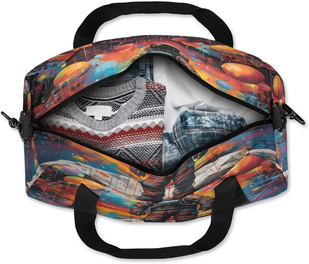 Sport Duffel Bag Watercolor Astronaut Kids Gym Bag Weekender Overnight Bags for Boys Girls Teens Carry On Workout Travel Bag