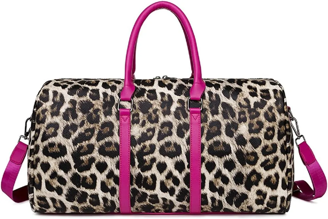 Sports Gym Bag Travel Bag Casual Duffel Bag for Men and Women Lightweight (Leopard)