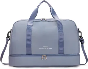 Sports Travel Duffel Bag for Women,Light Gym Bag with Shoe Compartment,Large Capacity Weekender Overnight with Wet Pocket for Lady Travel, Gym, Yoga （Blue）
