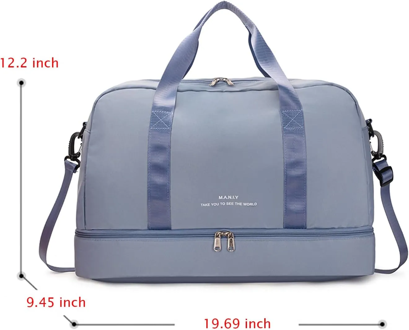 Sports Travel Duffel Bag for Women,Light Gym Bag with Shoe Compartment,Large Capacity Weekender Overnight with Wet Pocket for Lady Travel, Gym, Yoga （Blue）
