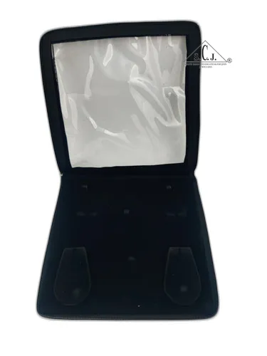 Square Black Velvet Large Necklace Set Zipper Folder