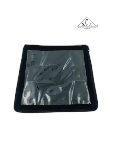 Square Black Velvet Large Necklace Set Zipper Folder