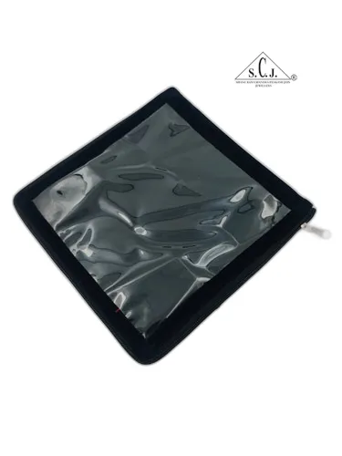 Square Black Velvet Large Necklace Set Zipper Folder