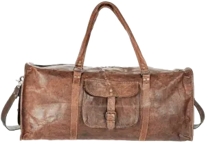 SQUARE -Weekender Leather Duffle Bag - Medium Size