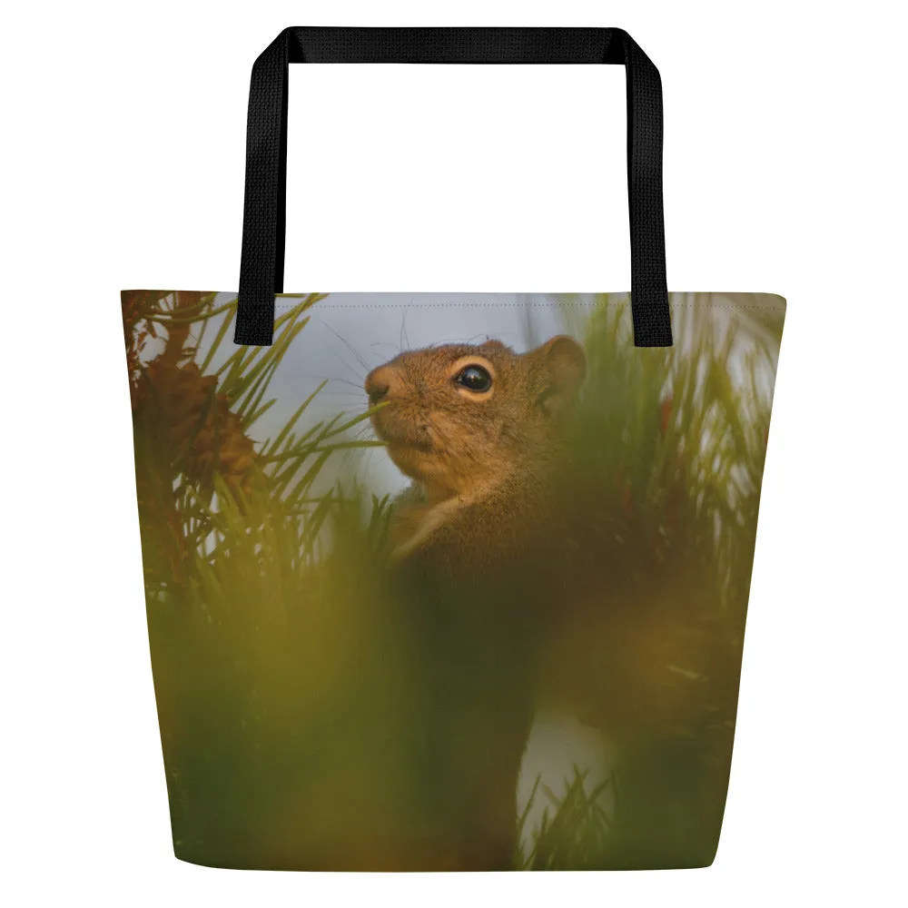 Squirrel All-Over Print Large Tote Bag