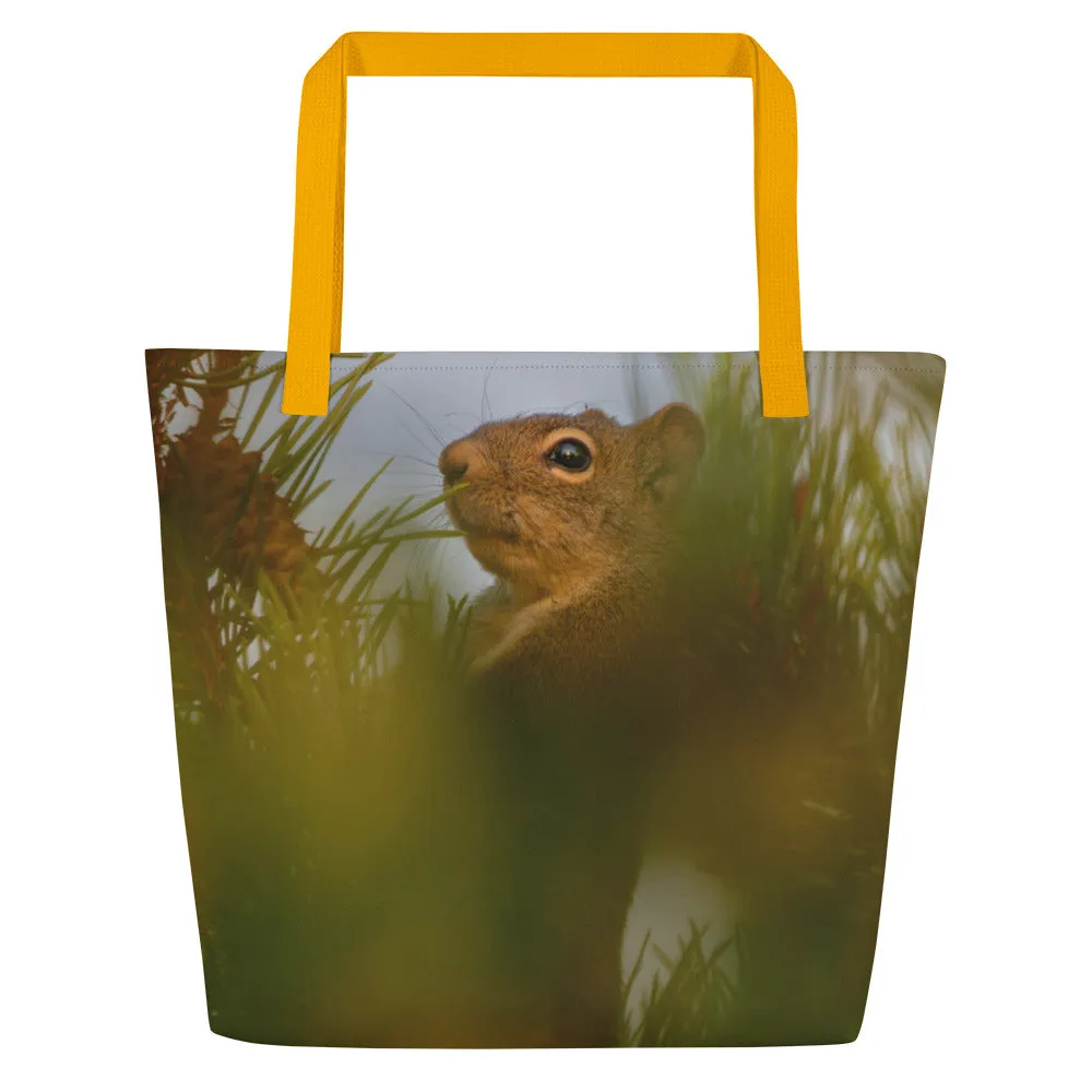 Squirrel All-Over Print Large Tote Bag