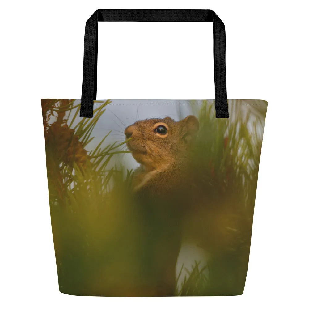 Squirrel All-Over Print Large Tote Bag