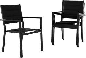 Stackable Patio Chairs Set of 4, Outdoor Aluminum Dining Chairs with Armrest 300Lbs Weight Capacity, Outdoor Patio Furniture Wider Seat for Balcony, Garden, Backyard,Black