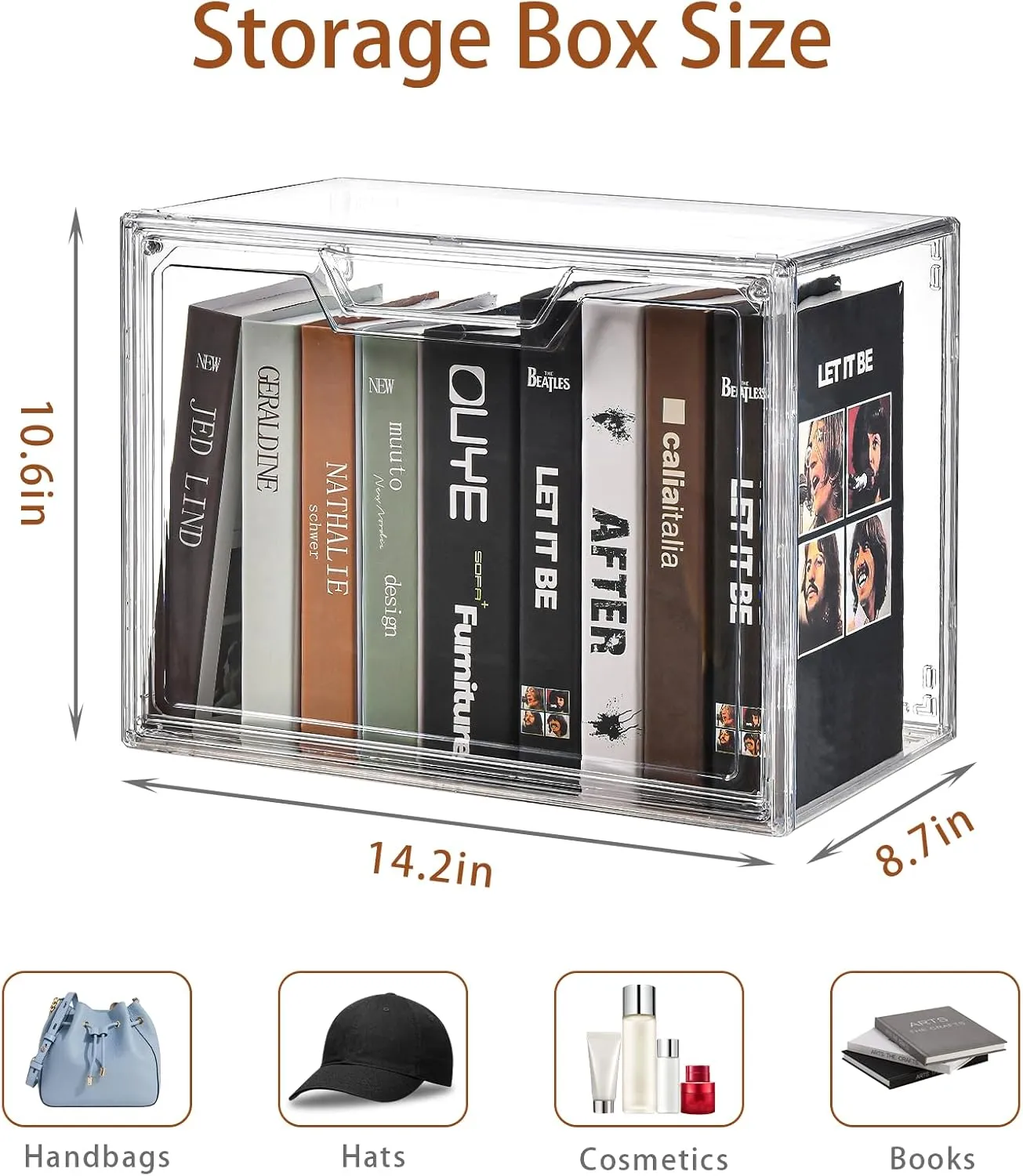 Stackable Storage Bins,Clear Acrylic Display Case, Acrylic Boxes with Lids, Stackable Storage for Handbags & Purse, Magnetic Lid Storage Bins for Home Organization-1 Pack